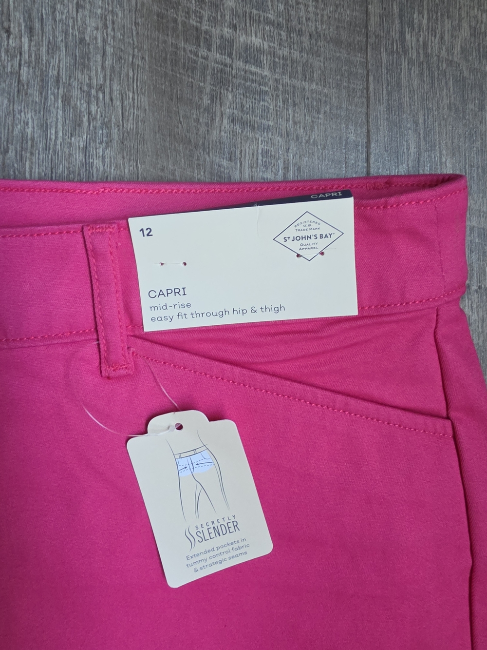 Women’s Bright Pink Stretch Capri Shorts - Picture 2 of 5